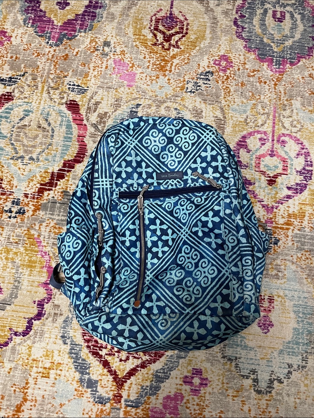 Vera Bradley Blue Geometric Zip Backpack